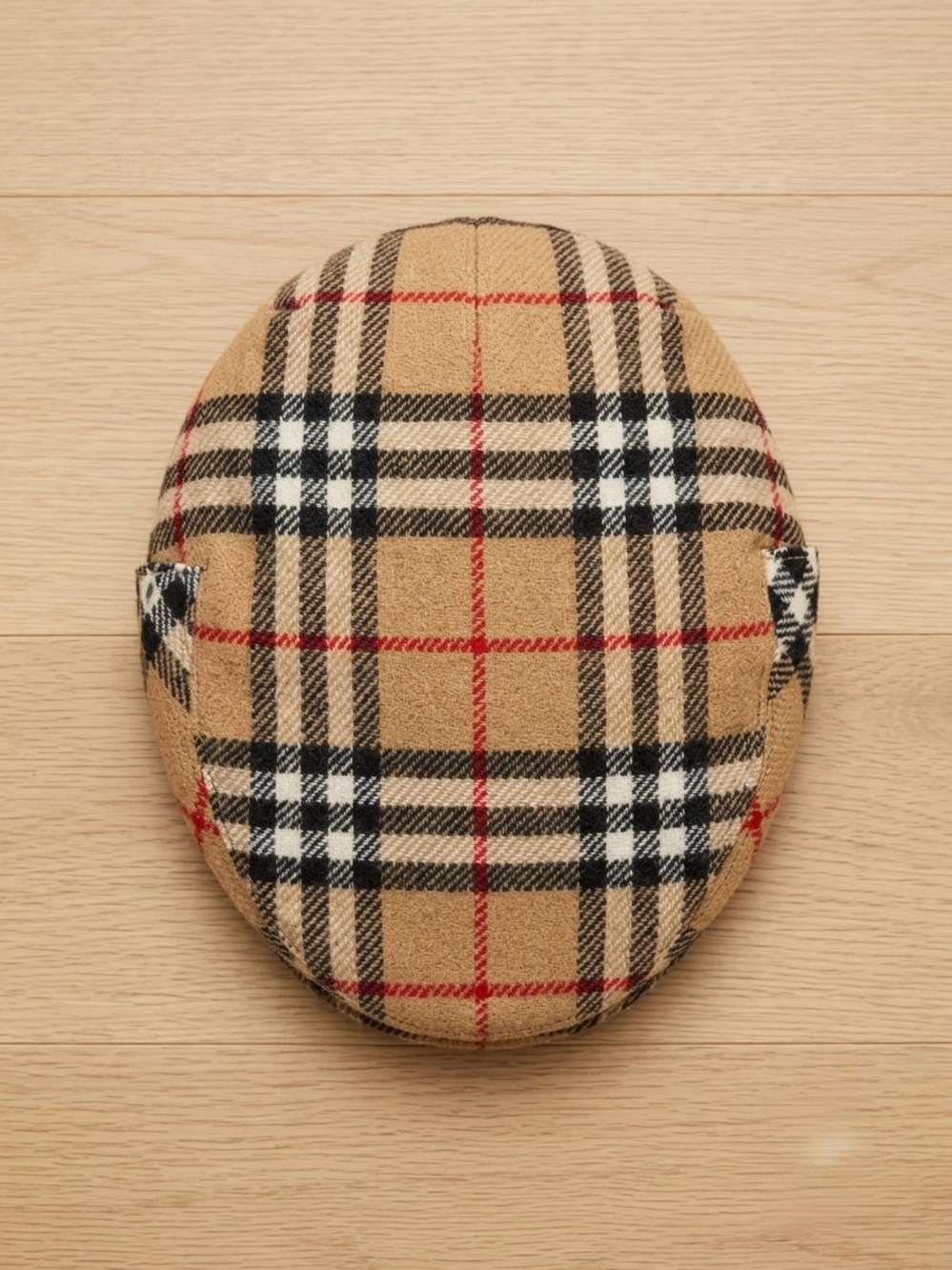 Burberry Beige Black White Red Check Flat Cap